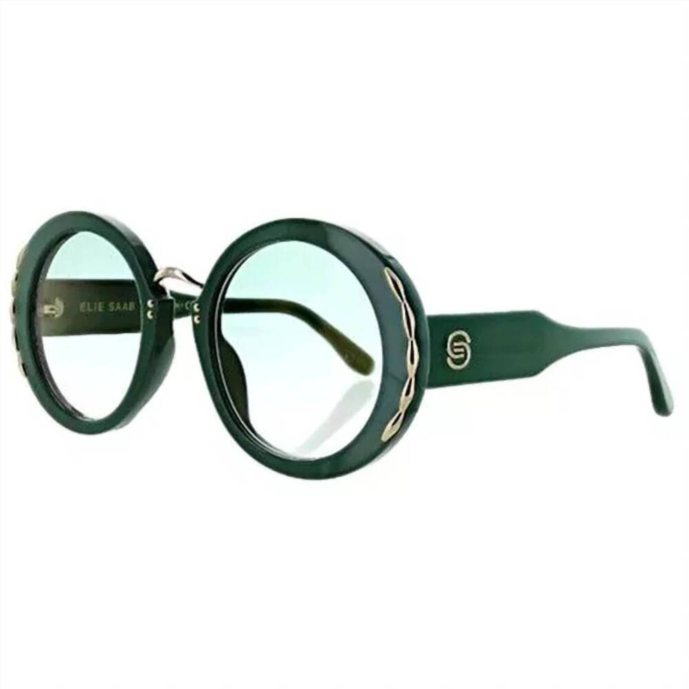 NEW ELIE SAAB women's es 013/s oval sunglasses in green/green lenses